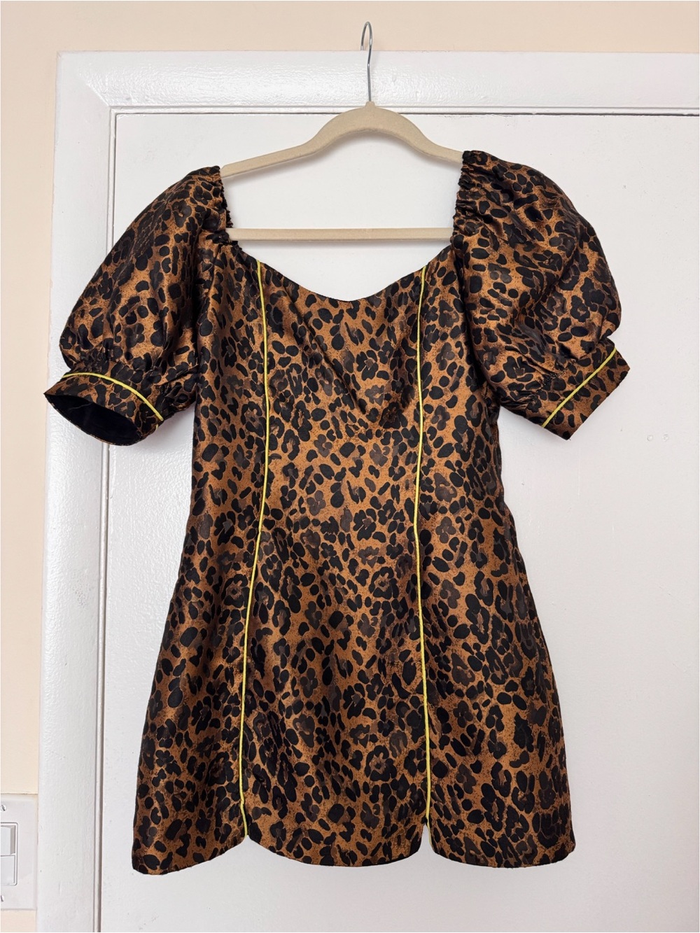 For Love Bell Metallic Gold and Black Leopard Mini Dress (Size: S)